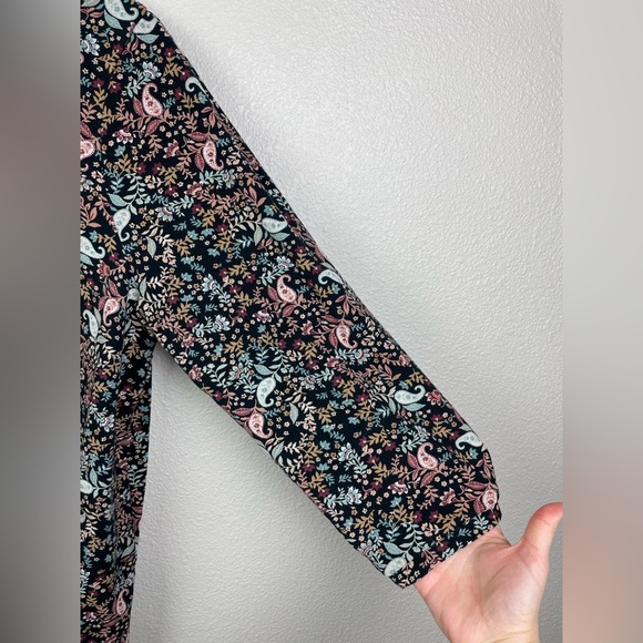 J.Jill Women's Large PETITE 3/4 Sleeve Pima Cotton Top Blouse Autumnal Floral - Picture 5 of 13